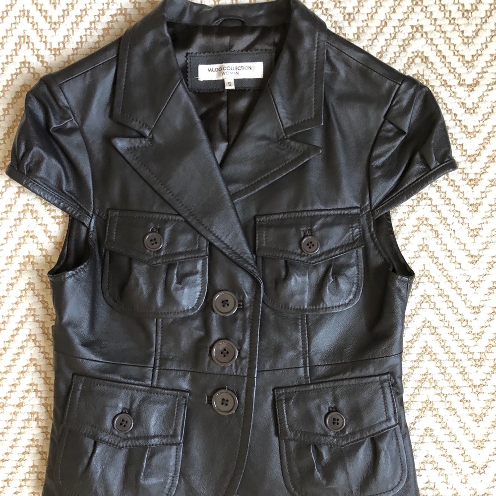 Real brown leather vest